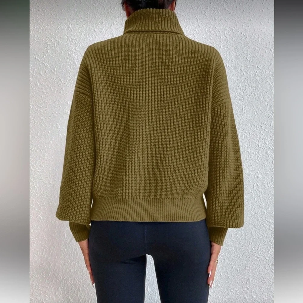Olive Green Turtleneck Sweater